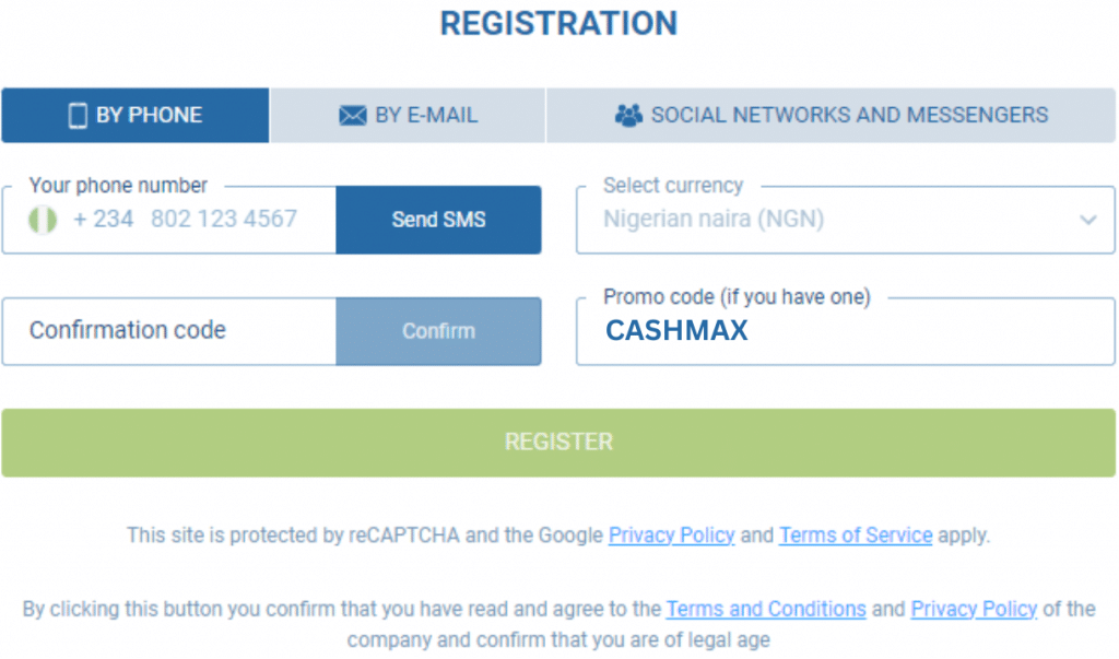 1xBet Promo Code for Registration CASHMAX